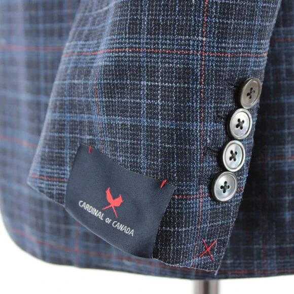 Cardinal of Canada NWT Wool Blend Sport Coat Size 40R US In Blue w/ Coral Plaid